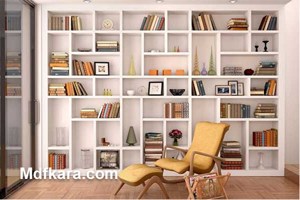 ساخت کتابخانه چوبی ساده و شیک دیواری